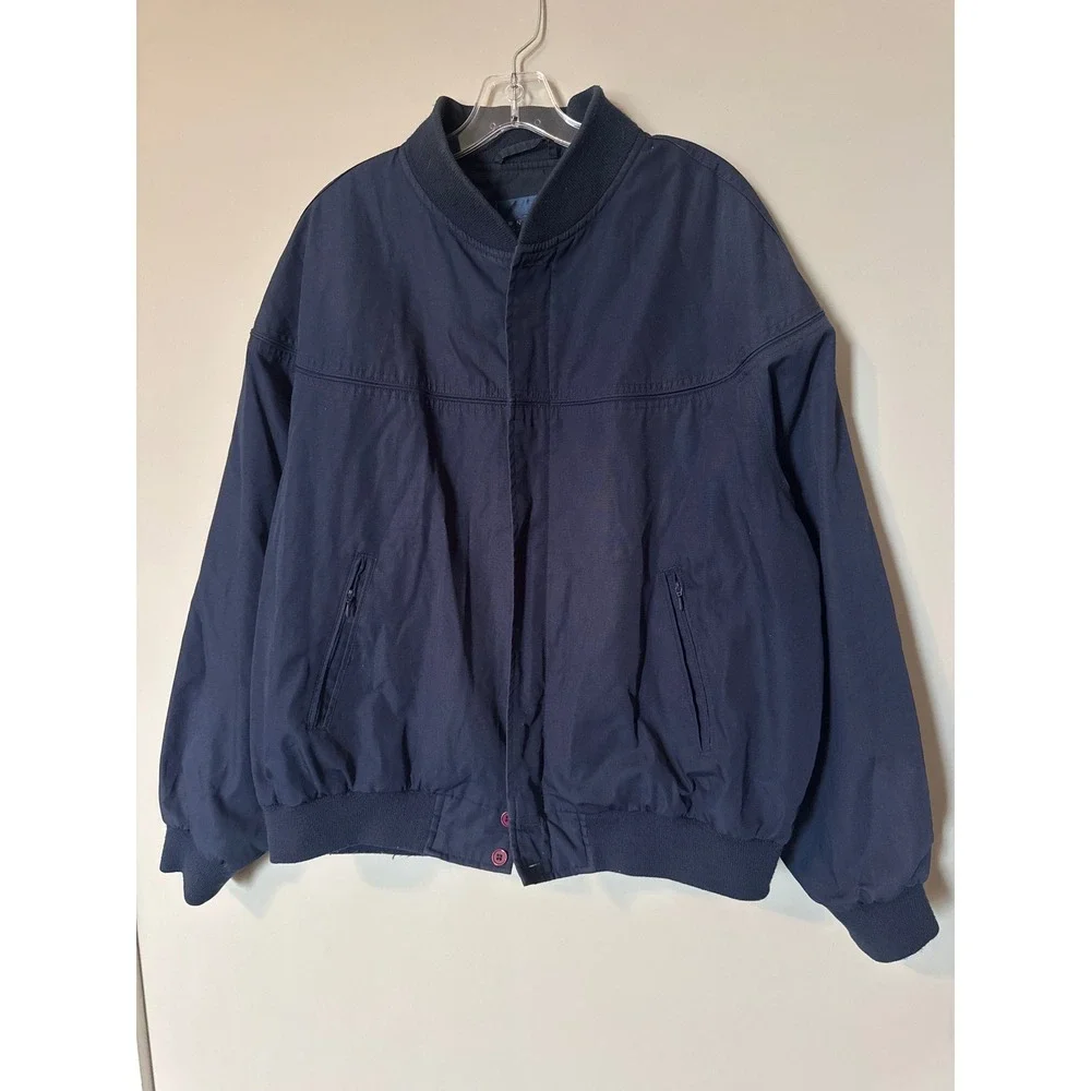 Towncraft Mens Navy Blue Bomber Jacket XL Full Zip Lightweight Windbreaker Coat